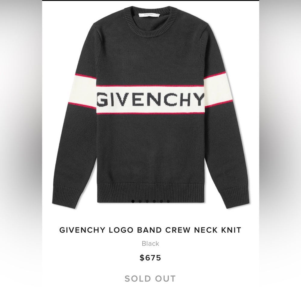 Givenchy Sweater in Black Faded White and Red Accents Wool Blend Medium - Picture 3 of 16